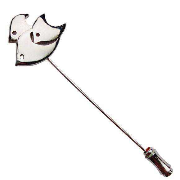 VTG Signed Trifari Stick Pin Silver Tone Fish Modernist 1950s-60s Ocean Jewelry - Picture 1 of 12